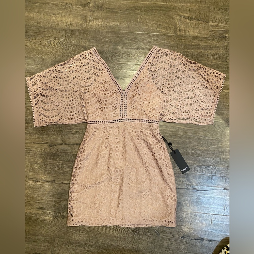 Lace Batwing Mini Dress